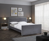 Dillard Velvet / Engineered Wood / Foam Contemporary Grey Velvet Full Bed - 57.5" W x 82.5" D x 39" H