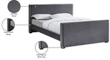 Dillard Velvet / Engineered Wood / Foam Contemporary Grey Velvet King Bed - 78.5" W x 88.5" D x 39" H