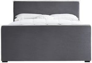 Dillard Velvet / Engineered Wood / Foam Contemporary Grey Velvet Queen Bed - 63.5" W x 88.5" D x 39" H