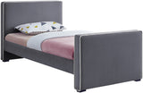 Dillard Velvet / Engineered Wood / Foam Contemporary Grey Velvet Twin Bed - 42" W x 82.5" D x 39" H