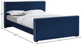 Dillard Velvet / Engineered Wood / Foam Contemporary Navy Velvet Full Bed - 57.5" W x 82.5" D x 39" H