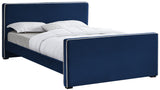 Dillard Velvet / Engineered Wood / Foam Contemporary Navy Velvet Full Bed - 57.5" W x 82.5" D x 39" H