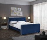 Dillard Velvet / Engineered Wood / Foam Contemporary Navy Velvet Full Bed - 57.5" W x 82.5" D x 39" H