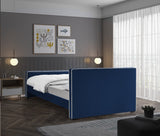 Dillard Velvet / Engineered Wood / Foam Contemporary Navy Velvet Full Bed - 57.5" W x 82.5" D x 39" H