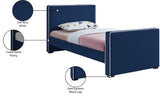 Dillard Velvet / Engineered Wood / Foam Contemporary Navy Velvet Twin Bed - 42" W x 82.5" D x 39" H