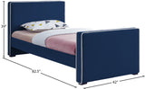 Dillard Velvet / Engineered Wood / Foam Contemporary Navy Velvet Twin Bed - 42" W x 82.5" D x 39" H