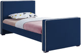 Dillard Velvet / Engineered Wood / Foam Contemporary Navy Velvet Twin Bed - 42" W x 82.5" D x 39" H