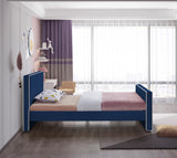 Dillard Velvet / Engineered Wood / Foam Contemporary Navy Velvet Twin Bed - 42" W x 82.5" D x 39" H