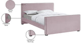 Dillard Velvet / Engineered Wood / Foam Contemporary Pink Velvet Full Bed - 57.5" W x 82.5" D x 39" H