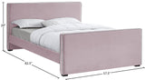 Dillard Velvet / Engineered Wood / Foam Contemporary Pink Velvet Full Bed - 57.5" W x 82.5" D x 39" H