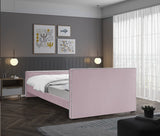 Dillard Velvet / Engineered Wood / Foam Contemporary Pink Velvet King Bed - 78.5" W x 88.5" D x 39" H