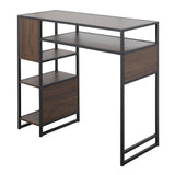Display Farmhouse Bar Height Table with Storage Space in Black Metal and Walnut Wood by LumiSource