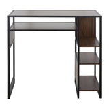 Display Farmhouse Bar Height Table with Storage Space in Black Metal and Walnut Wood by LumiSource