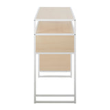 Display Farmhouse Bar Height Table with Storage Space in White Metal and Natural Wood by LumiSource