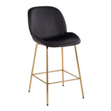 Diva Contemporary/Glam Counter Stool in Gold Steel and Black Faux Leather by LumiSource - Set of 2