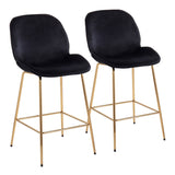 Diva Contemporary/Glam Counter Stool in Gold Steel and Black Velvet by LumiSource - Set of 2