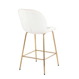 Diva Contemporary/Glam Counter Stool in Gold Steel and Cream Velvet by LumiSource - Set of 2