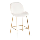 Diva Contemporary/Glam Counter Stool in Gold Steel and Cream Velvet by LumiSource - Set of 2