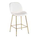 Diva Contemporary/Glam Counter Stool in Gold Steel and White Faux Leather by LumiSource - Set of 2