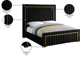 Dolce Velvet / Engineered Wood / Metal / Foam Contemporary Black Velvet King Bed (3 Boxes) - 89" W x 88" D x 63.5" H