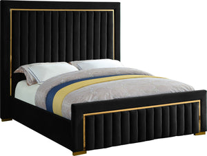 Dolce Velvet / Engineered Wood / Metal / Foam Contemporary Black Velvet King Bed (3 Boxes) - 89" W x 88" D x 63.5" H