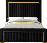 Dolce Velvet / Engineered Wood / Metal / Foam Contemporary Black Velvet King Bed (3 Boxes) - 89" W x 88" D x 63.5" H