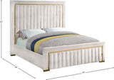 Dolce Velvet / Engineered Wood / Metal / Foam Contemporary Cream Velvet King Bed (3 Boxes) - 89" W x 88" D x 63.5" H