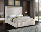 Dolce Velvet / Engineered Wood / Metal / Foam Contemporary Cream Velvet King Bed (3 Boxes) - 89" W x 88" D x 63.5" H