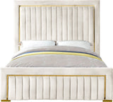 Dolce Velvet / Engineered Wood / Metal / Foam Contemporary Cream Velvet King Bed (3 Boxes) - 89" W x 88" D x 63.5" H