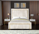 Dolce Velvet / Engineered Wood / Metal / Foam Contemporary Cream Velvet King Bed (3 Boxes) - 89" W x 88" D x 63.5" H