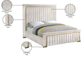 Dolce Velvet / Engineered Wood / Metal / Foam Contemporary Cream Velvet Queen Bed (3 Boxes) - 73" W x 88" D x 63.5" H