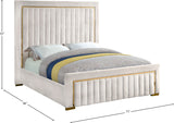 Dolce Velvet / Engineered Wood / Metal / Foam Contemporary Cream Velvet Queen Bed (3 Boxes) - 73" W x 88" D x 63.5" H