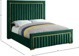 Dolce Velvet / Engineered Wood / Metal / Foam Contemporary Green Velvet King Bed (3 Boxes) - 89" W x 88" D x 63.5" H