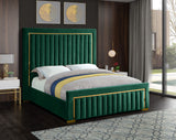 Dolce Velvet / Engineered Wood / Metal / Foam Contemporary Green Velvet King Bed (3 Boxes) - 89" W x 88" D x 63.5" H