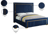 Dolce Velvet / Engineered Wood / Metal / Foam Contemporary Navy Velvet King Bed (3 Boxes) - 89" W x 88" D x 63.5" H