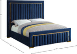 Dolce Velvet / Engineered Wood / Metal / Foam Contemporary Navy Velvet King Bed (3 Boxes) - 89" W x 88" D x 63.5" H