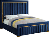 Dolce Velvet / Engineered Wood / Metal / Foam Contemporary Navy Velvet King Bed (3 Boxes) - 89" W x 88" D x 63.5" H