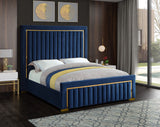 Dolce Velvet / Engineered Wood / Metal / Foam Contemporary Navy Velvet King Bed (3 Boxes) - 89" W x 88" D x 63.5" H