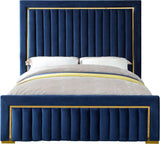 Dolce Velvet / Engineered Wood / Metal / Foam Contemporary Navy Velvet King Bed (3 Boxes) - 89" W x 88" D x 63.5" H