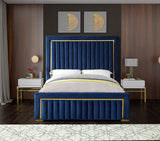 Dolce Velvet / Engineered Wood / Metal / Foam Contemporary Navy Velvet King Bed (3 Boxes) - 89" W x 88" D x 63.5" H