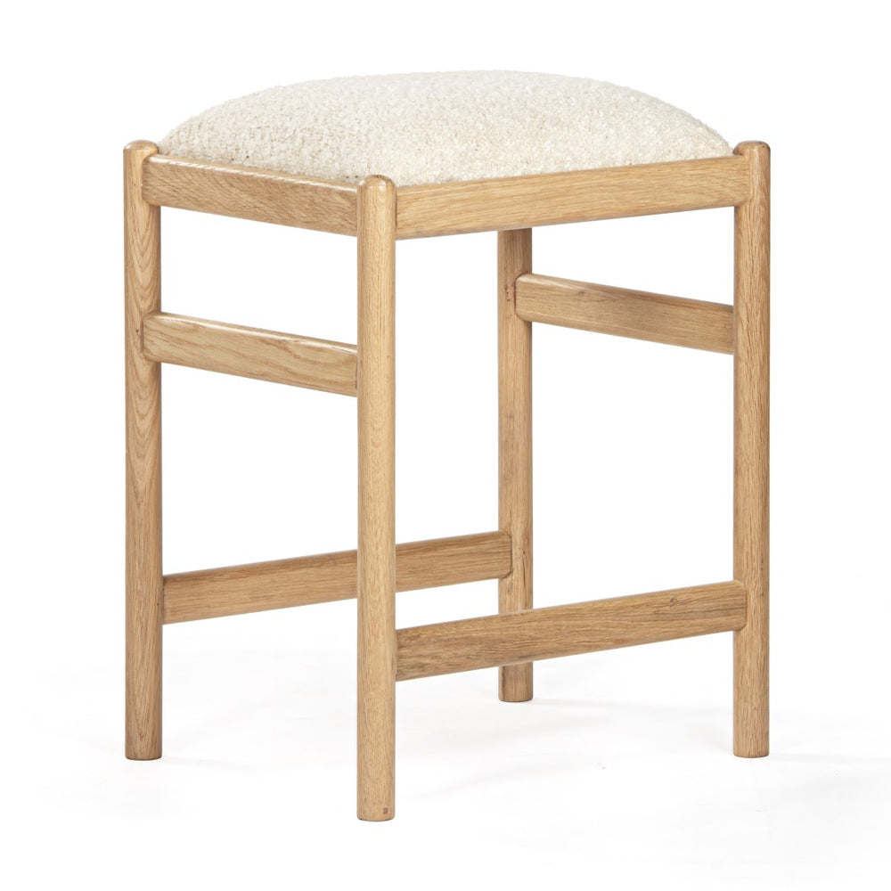 Union Home Dove Counter Stool Natural Oil Finish FSC Certified Oak Wood, Boucle 