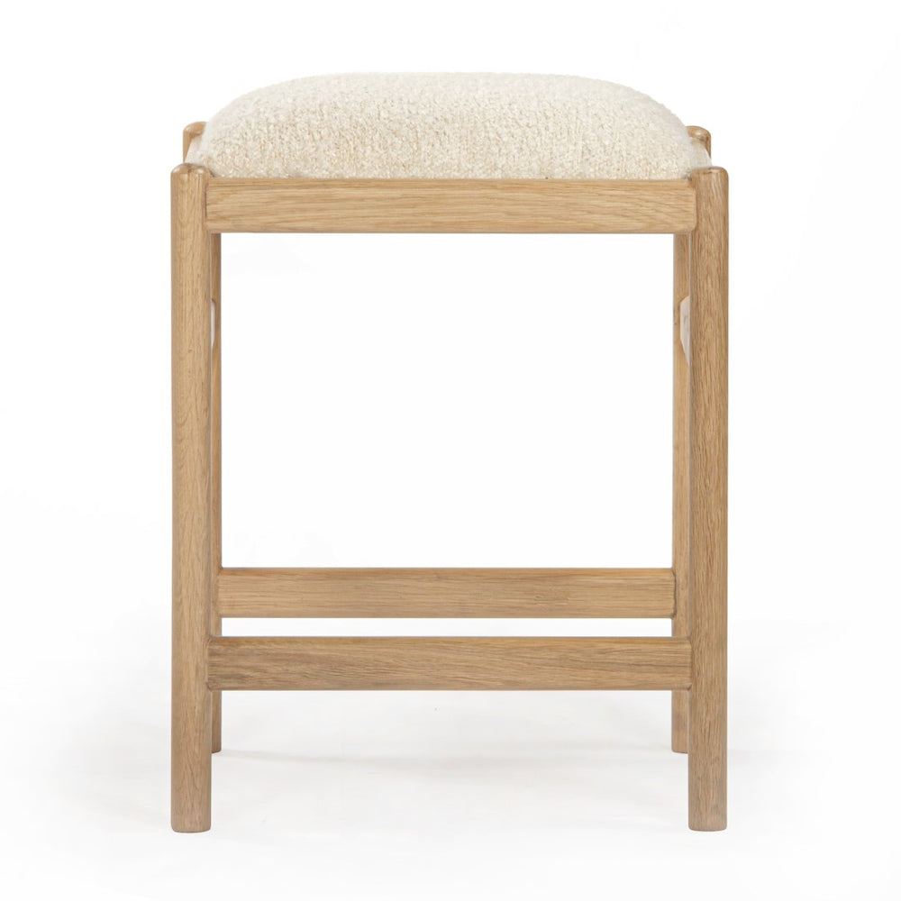 Union Home Dove Counter Stool Natural Oil Finish FSC Certified Oak Wood, Boucle 