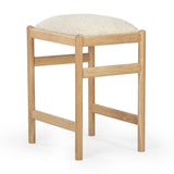 Union Home Dove Counter Stool Natural Oil Finish FSC Certified Oak Wood, Boucle 