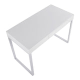 Drift Contemporary Desk in White Steel and White Wood by LumiSource