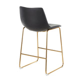 Duke Contemporary Counter Stool in Gold Metal and Black Faux Leather by LumiSource - Set of 2