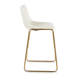 Duke Contemporary Counter Stool in Gold Metal and White Faux Leather by LumiSource - Set of 2