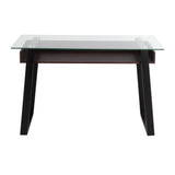 Duke Contemporary Desk in Black Metal, Walnut Wood, and Clear Glass by LumiSource
