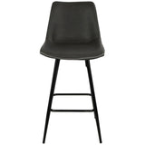 Durango 26" Contemporary Counter Stool in Black with Grey Vintage Faux Leather by LumiSource - Set of 2