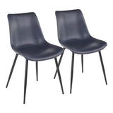 Durango Industrial Dining Chair in Black with Vintage Blue Faux Leather by LumiSource - Set of 2