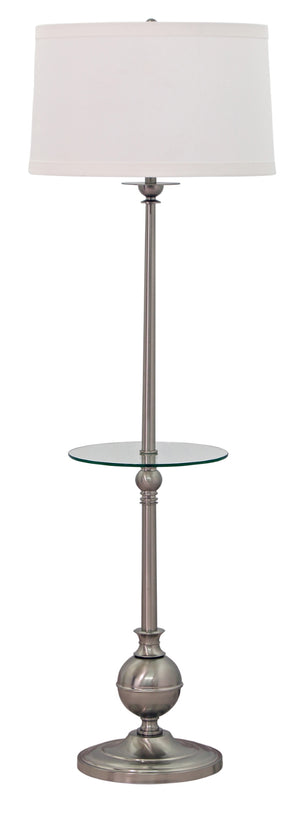 Essex 56" floor lamp with table in satin nickel